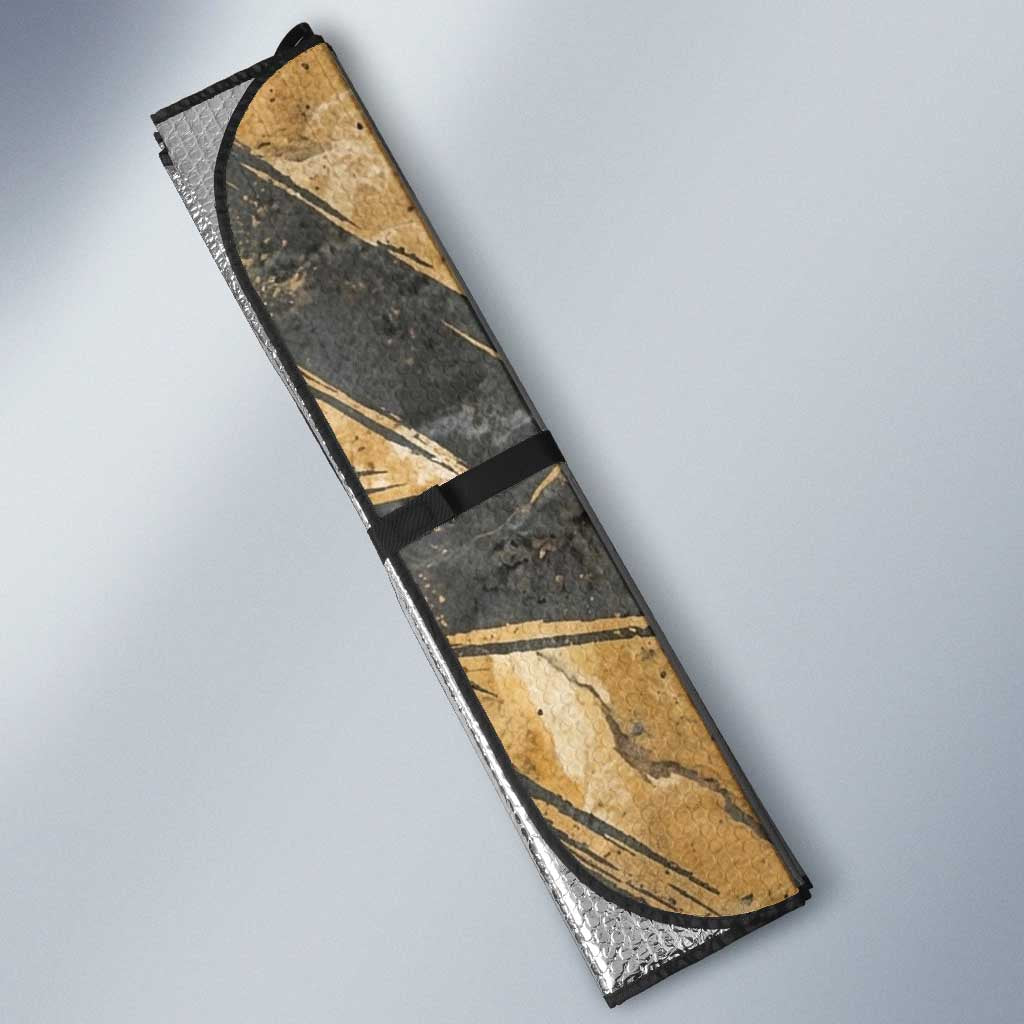 Maahes Ancient Egyptian Auto Sun Shade Geometric Pattern Winged Lion Deity, and Sacred Lotus Motif - African Pride