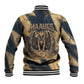 Maahes Ancient Egyptian Baseball Jacket Geometric Pattern Winged Lion Deity, and Sacred Lotus Motif - African Pride
