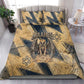 Maahes Ancient Egyptian Bedding Set Geometric Pattern Winged Lion Deity, and Sacred Lotus Motif - African Pride