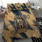 Maahes Ancient Egyptian Bedding Set Geometric Pattern Winged Lion Deity, and Sacred Lotus Motif - African Pride