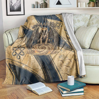 Maahes Ancient Egyptian Blanket Geometric Pattern Winged Lion Deity, and Sacred Lotus Motif - African Pride