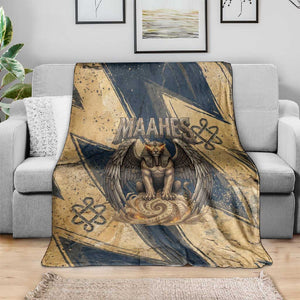 Maahes Ancient Egyptian Blanket Geometric Pattern Winged Lion Deity, and Sacred Lotus Motif - African Pride