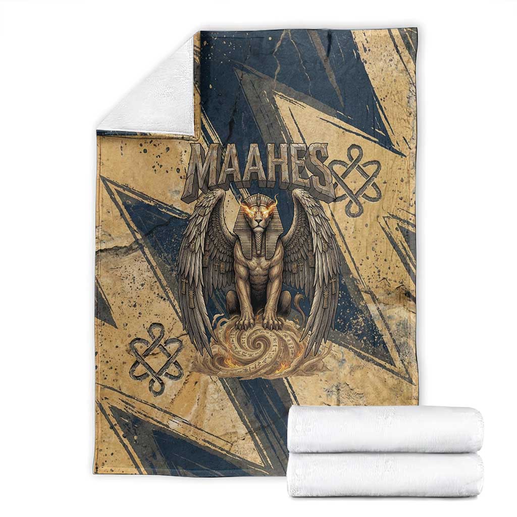 Maahes Ancient Egyptian Blanket Geometric Pattern Winged Lion Deity, and Sacred Lotus Motif - African Pride