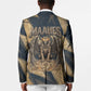 Maahes Ancient Egyptian Blazer Geometric Pattern Winged Lion Deity, and Sacred Lotus Motif - African Pride