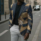Maahes Ancient Egyptian Blazer Geometric Pattern Winged Lion Deity, and Sacred Lotus Motif - African Pride