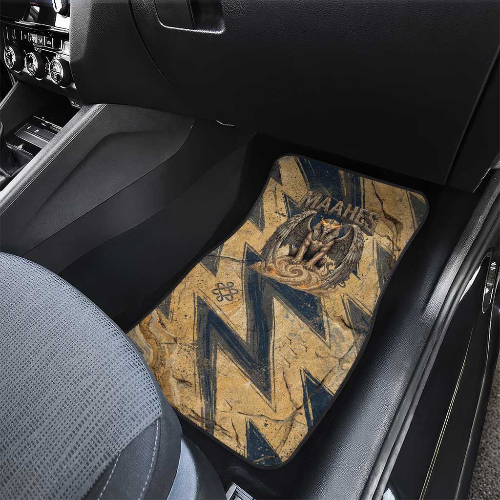 Maahes Ancient Egyptian Car Mats Geometric Pattern Winged Lion Deity, and Sacred Lotus Motif - African Pride