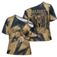 Maahes Ancient Egyptian Cross Shoulder Shirt Geometric Pattern Winged Lion Deity, and Sacred Lotus Motif - African Pride