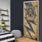 Maahes Ancient Egyptian Door Cover Geometric Pattern Winged Lion Deity, and Sacred Lotus Motif - African Pride