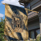 Maahes Ancient Egyptian Garden Flag Geometric Pattern Winged Lion Deity, and Sacred Lotus Motif - African Pride