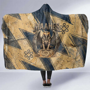 Maahes Ancient Egyptian Hooded Blanket Geometric Pattern Winged Lion Deity, and Sacred Lotus Motif - African Pride