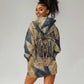 Maahes Ancient Egyptian Hoodie Dress Geometric Pattern Winged Lion Deity, and Sacred Lotus Motif - African Pride