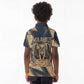 Maahes Ancient Egyptian Kid Polo Shirt Geometric Pattern Winged Lion Deity, and Sacred Lotus Motif - African Pride