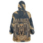 Maahes Ancient Egyptian Kid Wearable Blanket Hoodie Geometric Pattern Winged Lion Deity, and Sacred Lotus Motif - African Pride