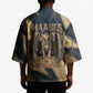 Maahes Ancient Egyptian Kimono Geometric Pattern Winged Lion Deity, and Sacred Lotus Motif - African Pride