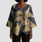 Maahes Ancient Egyptian Kimono Sleeve Blouse Geometric Pattern Winged Lion Deity, and Sacred Lotus Motif - African Pride