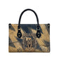 Maahes Ancient Egyptian Leather Bag Geometric Pattern Winged Lion Deity, and Sacred Lotus Motif - African Pride