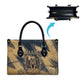 Maahes Ancient Egyptian Leather Bag Geometric Pattern Winged Lion Deity, and Sacred Lotus Motif - African Pride