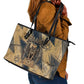 Maahes Ancient Egyptian Leather Tote Bag Geometric Pattern Winged Lion Deity, and Sacred Lotus Motif - African Pride