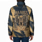 Maahes Ancient Egyptian Padded Jacket Geometric Pattern Winged Lion Deity, and Sacred Lotus Motif - African Pride