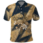 Maahes Ancient Egyptian Polo Shirt Geometric Pattern Winged Lion Deity, and Sacred Lotus Motif - African Pride