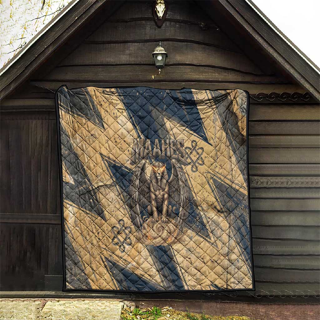 Maahes Ancient Egyptian Quilt Geometric Pattern Winged Lion Deity, and Sacred Lotus Motif - African Pride