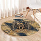 Maahes Ancient Egyptian Round Carpet Geometric Pattern Winged Lion Deity, and Sacred Lotus Motif - African Pride