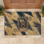 Maahes Ancient Egyptian Rubber Doormat Geometric Pattern Winged Lion Deity, and Sacred Lotus Motif - African Pride