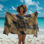 Maahes Ancient Egyptian Sarong Geometric Pattern Winged Lion Deity, and Sacred Lotus Motif - African Pride