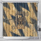 Maahes Ancient Egyptian Shower Curtain Geometric Pattern Winged Lion Deity, and Sacred Lotus Motif - African Pride
