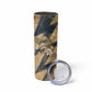 Maahes Ancient Egyptian Skinny Tumbler Geometric Pattern Winged Lion Deity, and Sacred Lotus Motif - African Pride