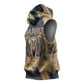 Maahes Ancient Egyptian Sleeveless Hoodie Geometric Pattern Winged Lion Deity, and Sacred Lotus Motif - African Pride