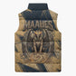 Maahes Ancient Egyptian Sleeveless Puffer Jacket Geometric Pattern Winged Lion Deity, and Sacred Lotus Motif - African Pride