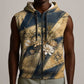 Maahes Ancient Egyptian Sleeveless Zip Hoodie Geometric Pattern Winged Lion Deity, and Sacred Lotus Motif - African Pride