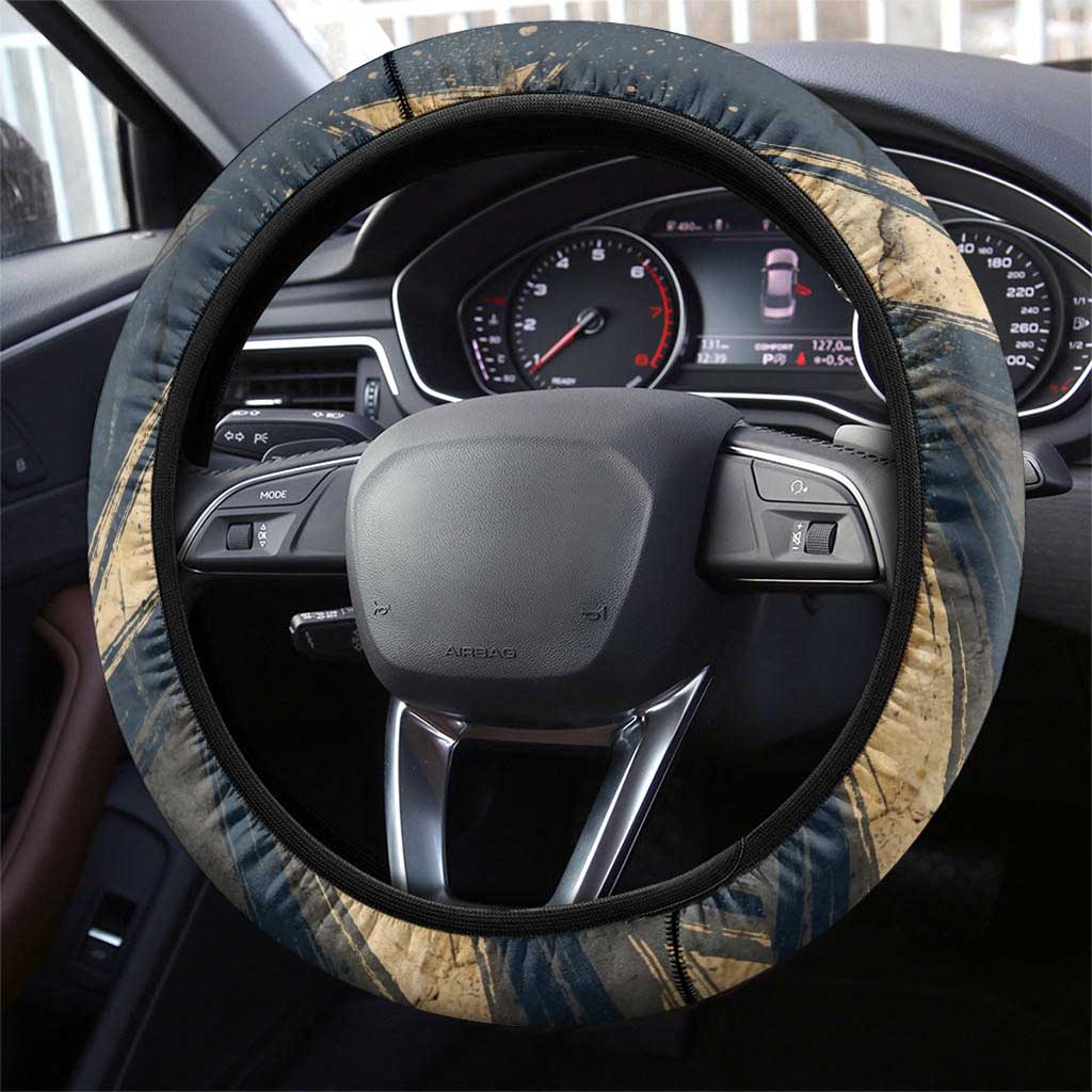 Maahes Ancient Egyptian Steering Wheel Cover Geometric Pattern Winged Lion Deity, and Sacred Lotus Motif - African Pride