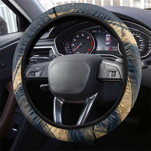 Maahes Ancient Egyptian Steering Wheel Cover Geometric Pattern Winged Lion Deity, and Sacred Lotus Motif - African Pride