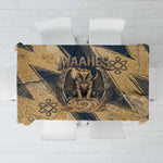Maahes Ancient Egyptian Tablecloth Geometric Pattern Winged Lion Deity, and Sacred Lotus Motif - African Pride