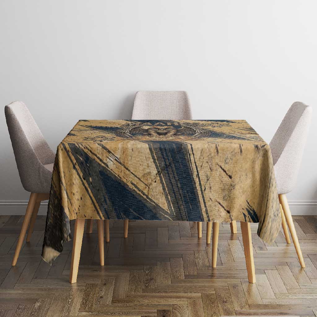 Maahes Ancient Egyptian Tablecloth Geometric Pattern Winged Lion Deity, and Sacred Lotus Motif - African Pride
