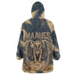 Maahes Ancient Egyptian Wearable Blanket Hoodie Geometric Pattern Winged Lion Deity, and Sacred Lotus Motif - African Pride