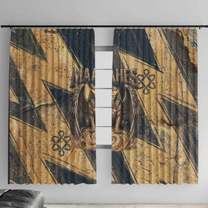 Maahes Ancient Egyptian Window Curtain Geometric Pattern Winged Lion Deity, and Sacred Lotus Motif - African Pride