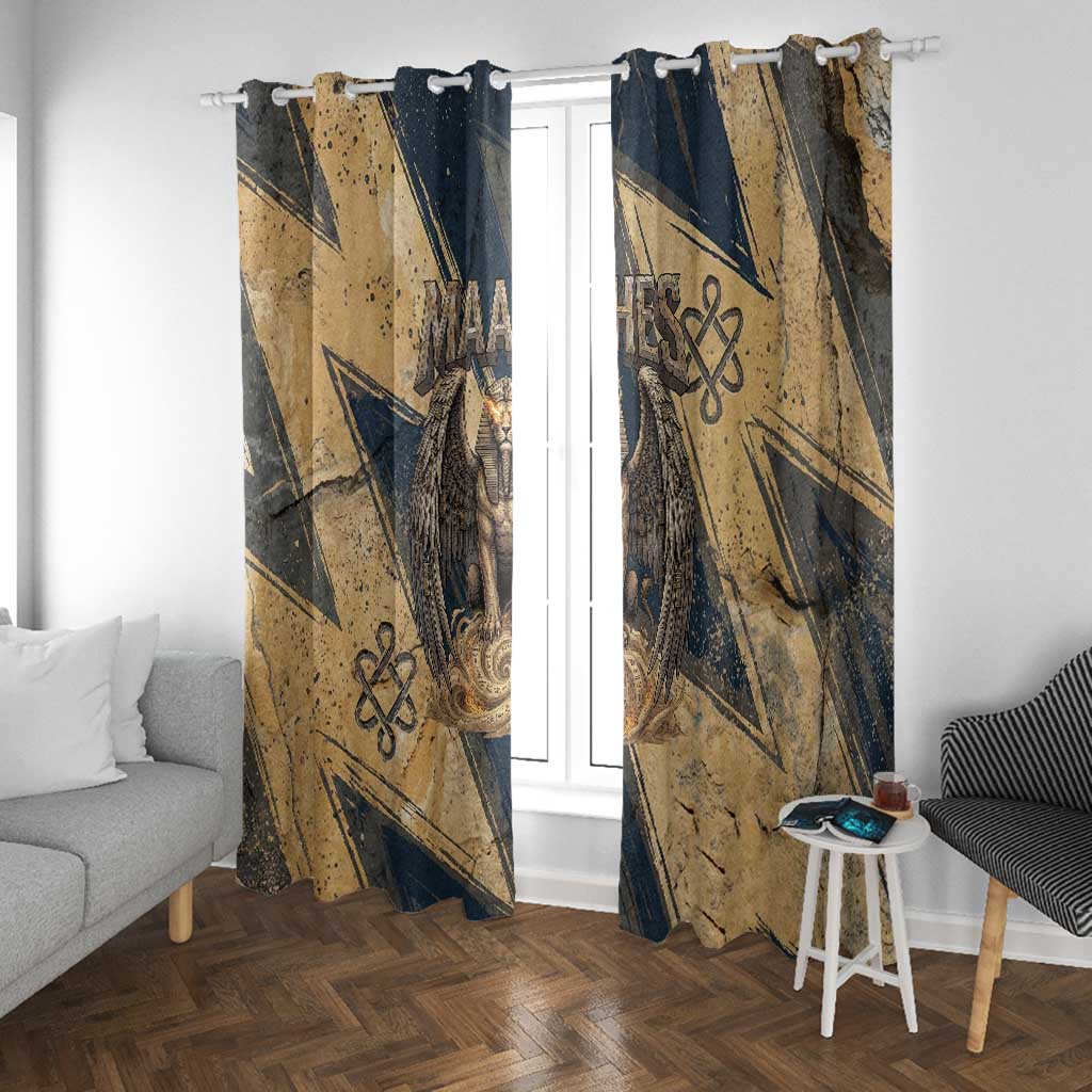 Maahes Ancient Egyptian Window Curtain Geometric Pattern Winged Lion Deity, and Sacred Lotus Motif - African Pride