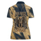 Maahes Ancient Egyptian Women Polo Shirt Geometric Pattern Winged Lion Deity, and Sacred Lotus Motif - African Pride