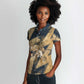 Maahes Ancient Egyptian Women Polo Shirt Geometric Pattern Winged Lion Deity, and Sacred Lotus Motif - African Pride