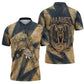 Maahes Ancient Egyptian Zipper Polo Shirt Geometric Pattern Winged Lion Deity, and Sacred Lotus Motif - African Pride