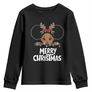 African American Christmas Youth Long Sleeve Shirt Cute Black Girl Kids Merry Christmas