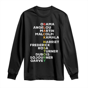 Black History Leaders Long Sleeve Shirt Martin Malcolm Harriet Obama