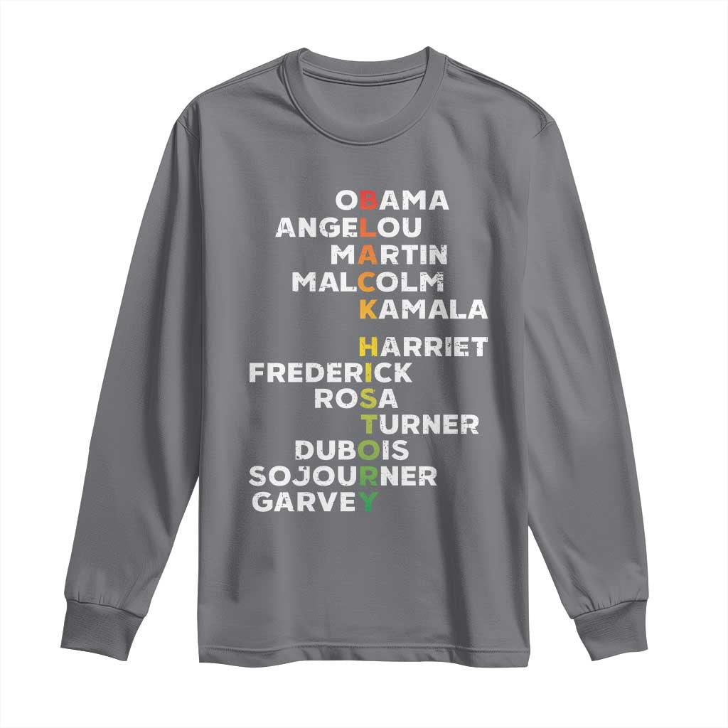 Black History Leaders Long Sleeve Shirt Martin Malcolm Harriet Obama