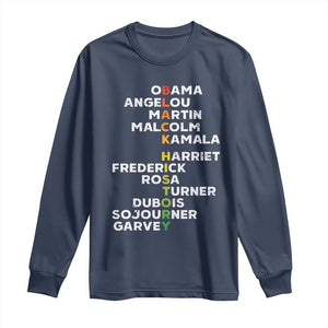 Black History Leaders Long Sleeve Shirt Martin Malcolm Harriet Obama
