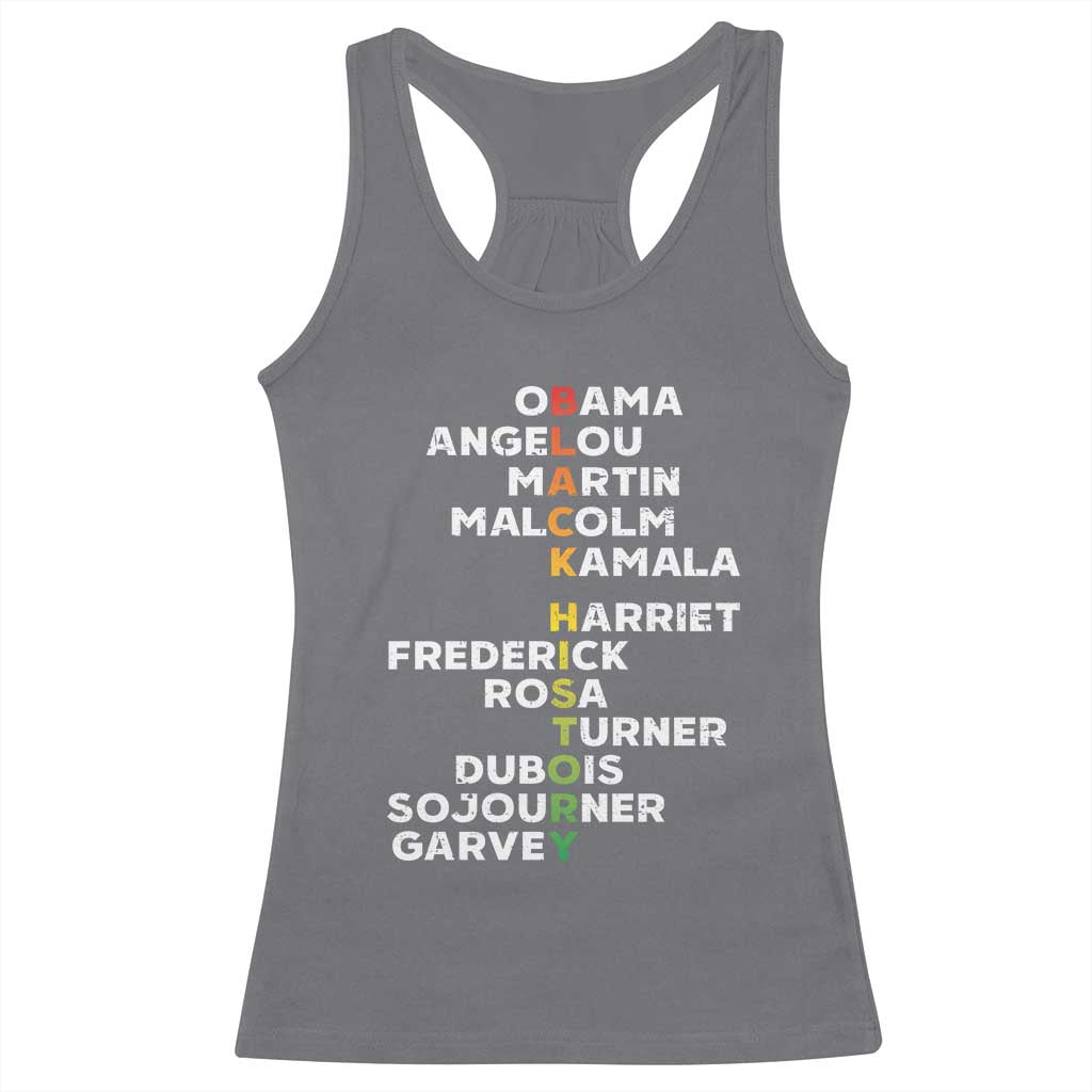Black History Leaders Racerback Tank Top Martin Malcolm Harriet Obama