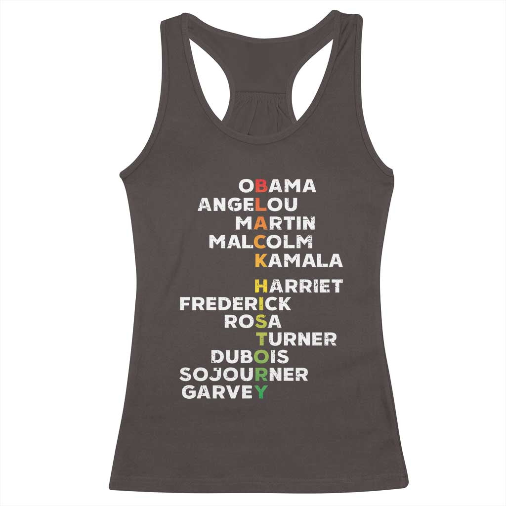 Black History Leaders Racerback Tank Top Martin Malcolm Harriet Obama