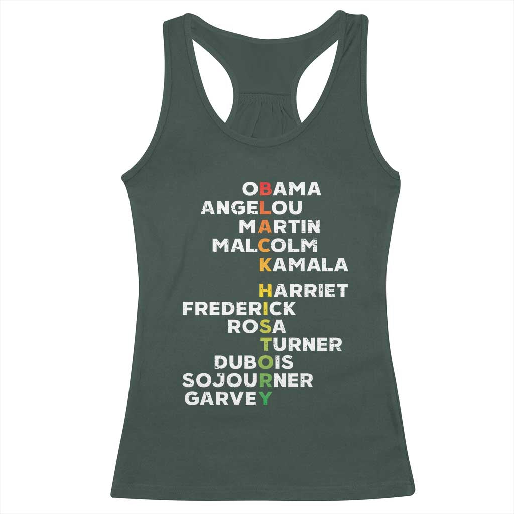 Black History Leaders Racerback Tank Top Martin Malcolm Harriet Obama